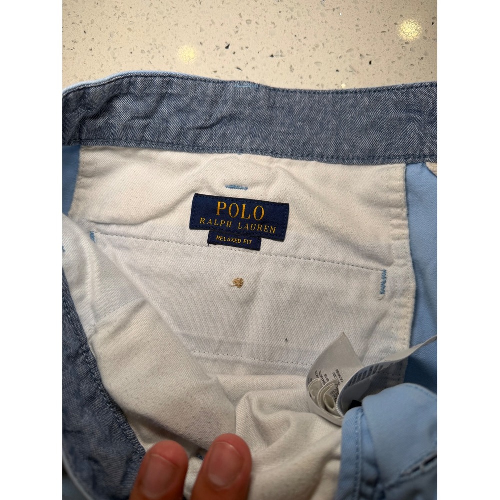 Polo Ralph Lauren Mens Light Blue Relaxed Fit Chino Shorts Size 36 Pony Logo - Picture 2 of 6